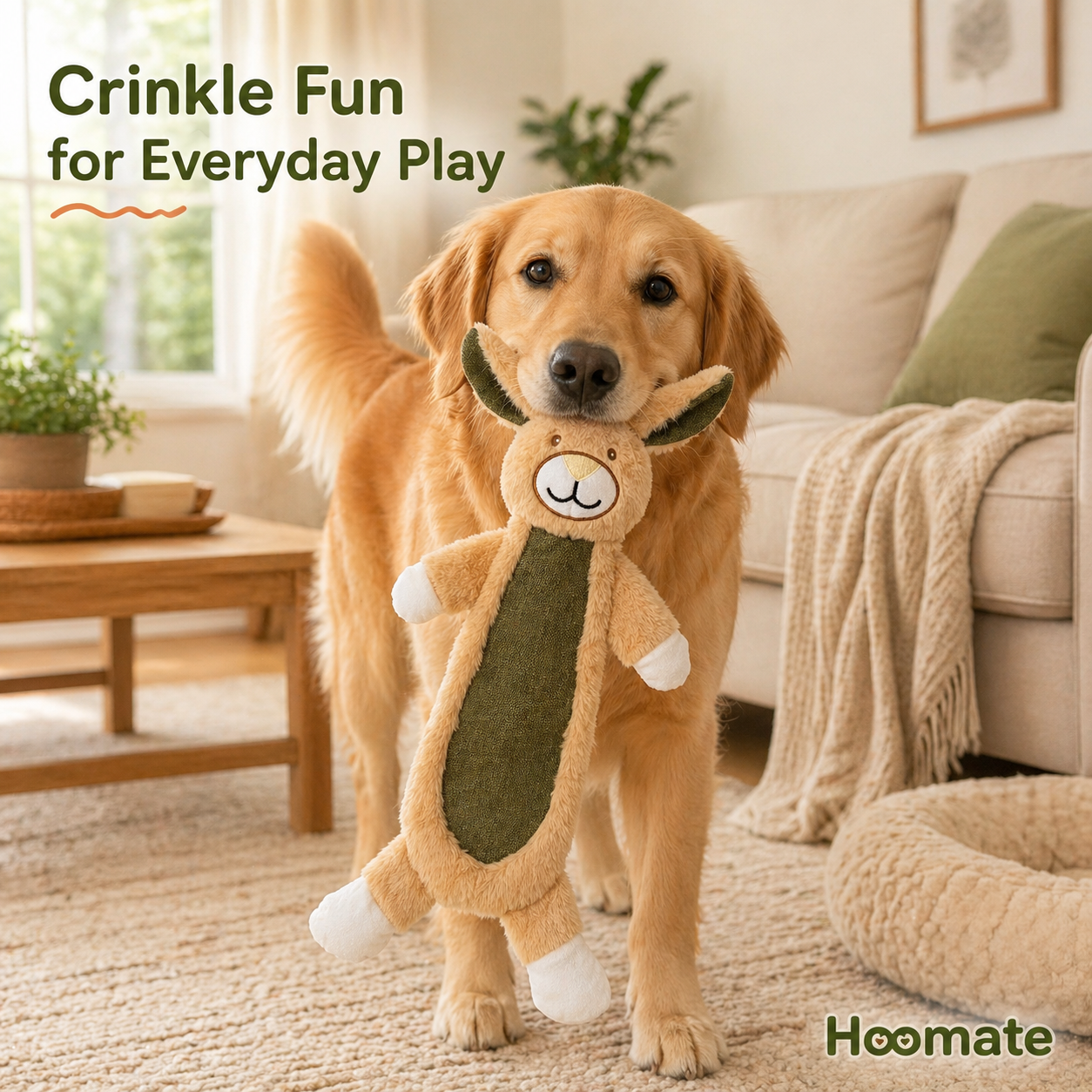 Hoomate Crinkle Long Bunny /Sloth Dog Toy
