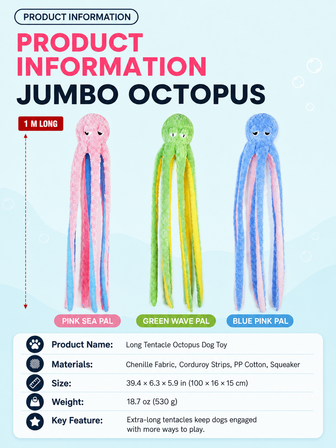 Hoomate Long-Leg Octopus Dog Toy