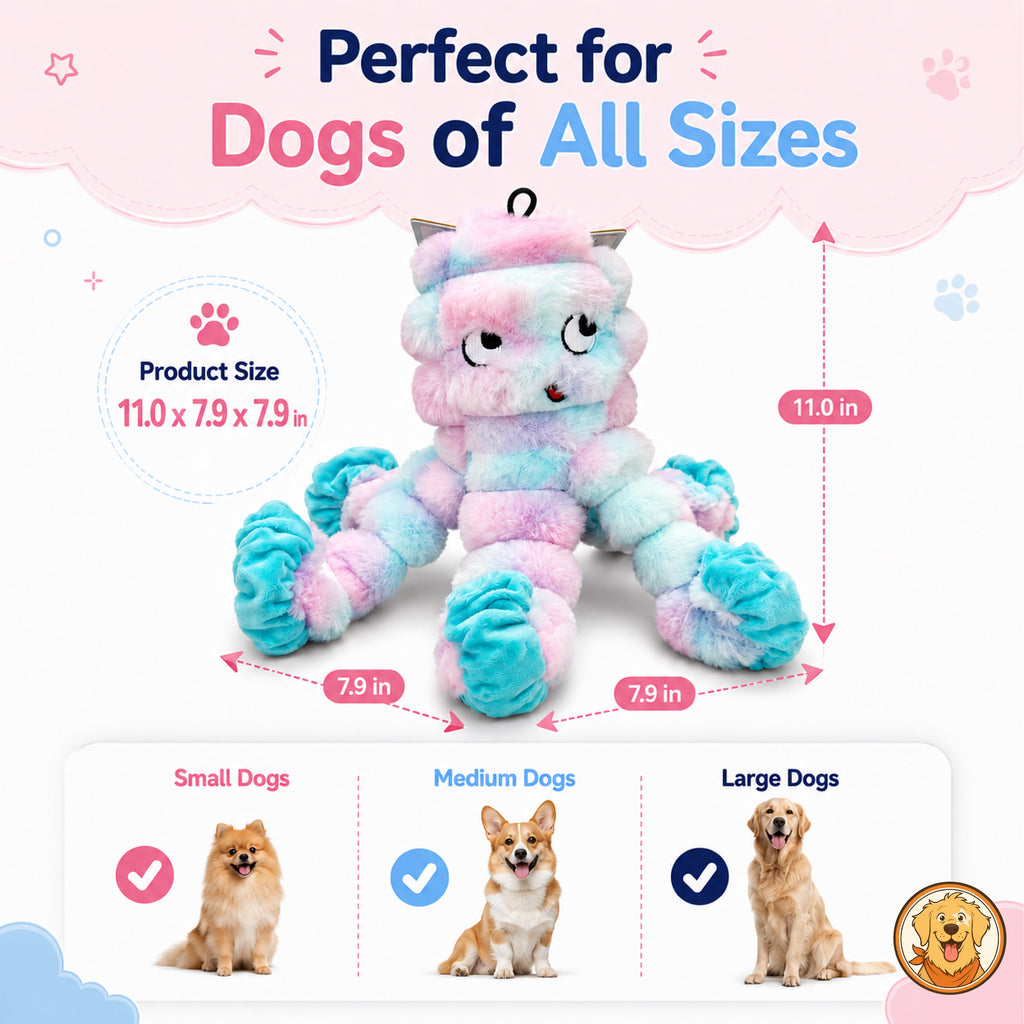 Hoomate Crinkle Stretch Octopus Dog Toy Adjustable Dog Toy Rope – Interactive Tug Toy for Indoor Dogs | Summer Must-Have & Limited Deals