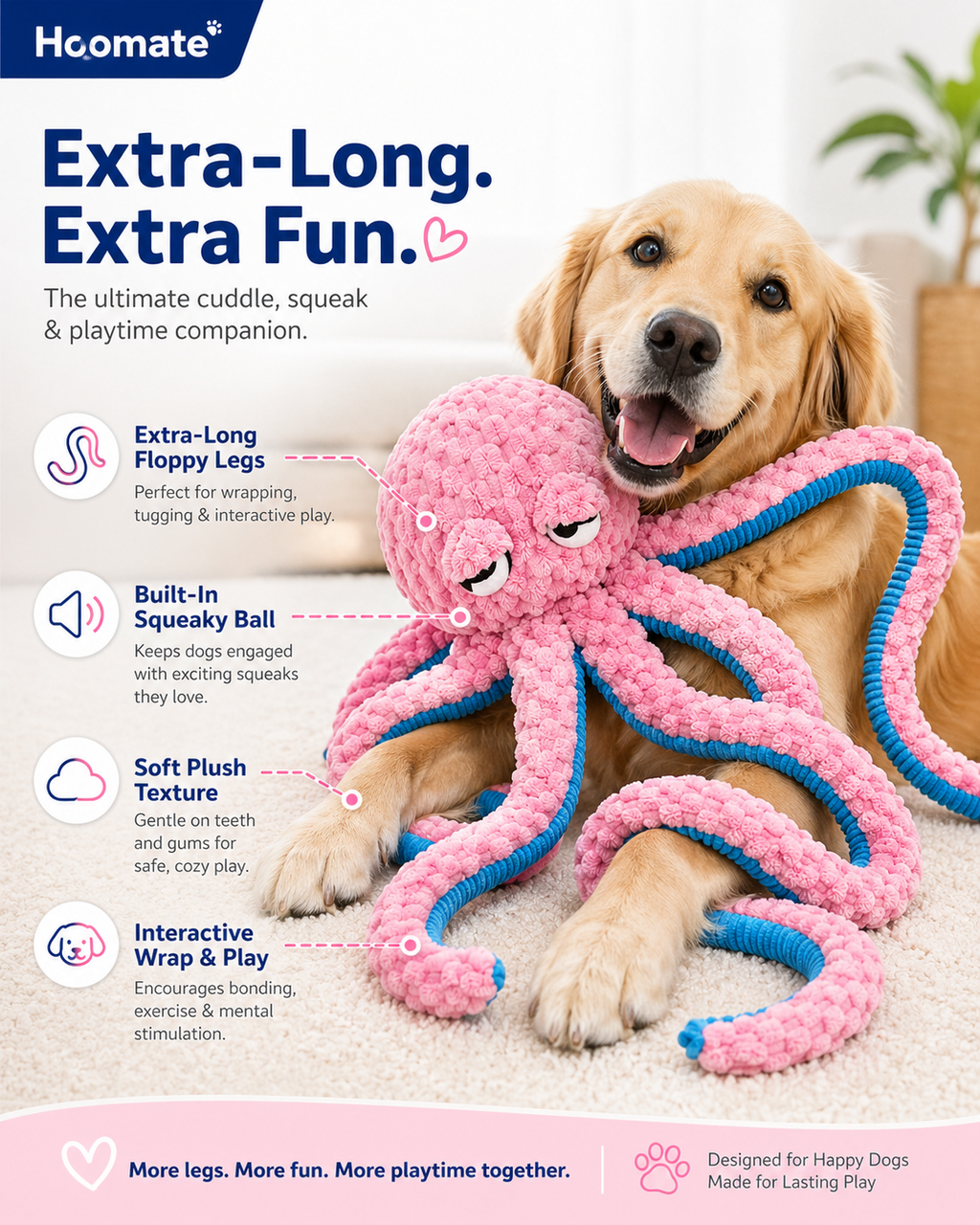 Hoomate Long-Leg Octopus Dog Toy