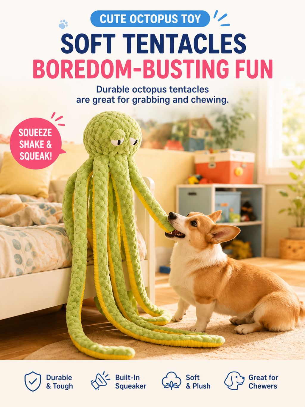 Hoomate Long-Leg Octopus Dog Toy