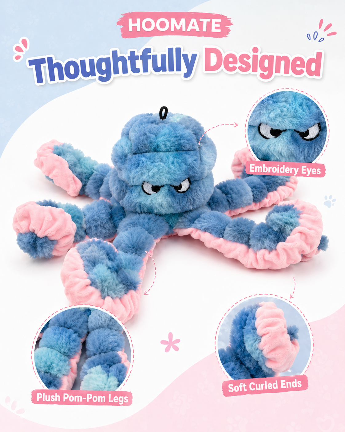 Hoomate Crinkle Stretch Octopus Cat Toy